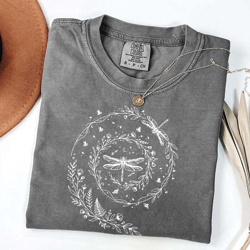 Cute Wildflowers Dragonfly Nature T-Shirt