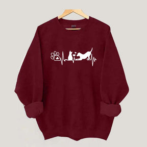 Dog And Cat Mom Heartbeat Sweatshirt