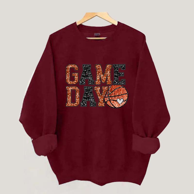 Game Day Basketball Bling Printed Sweatshirt