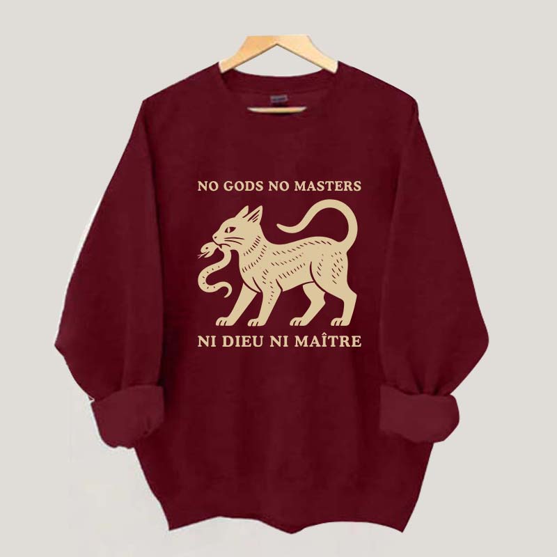 No Gods No Masters Ni Dieu Ni Maître Cat Sweatshirt