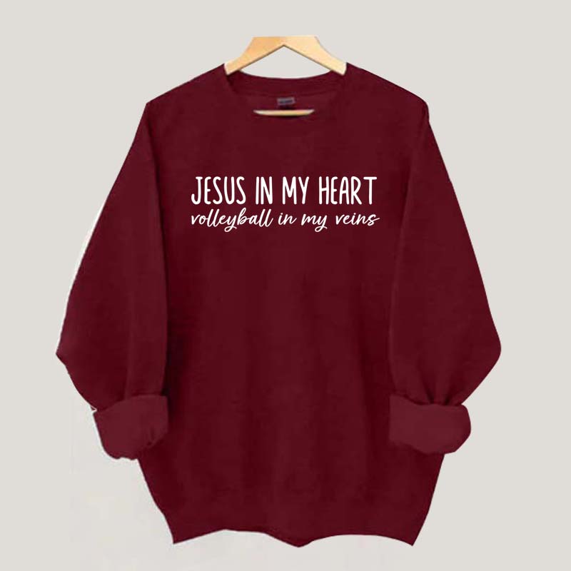 Jesus In My Heart Volleyball In My Veins Sweatshirt