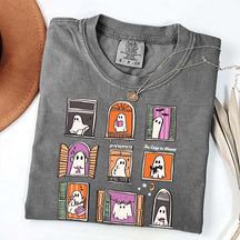 Too Cozy To Haunt Ghost Window T-Shirt