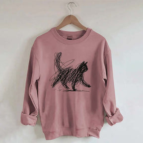 Abstract Scribble Cat Sweatshirt