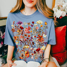 Vintage Pressed Flowers Market Boho Cottagecore T-Shirt