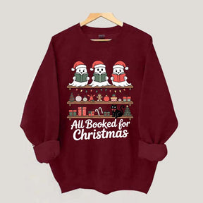 Cute Ghost All Booked For Christmas Sweatshirt