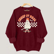 Retro Ghost Creep It Real Halloween Sweatshirt