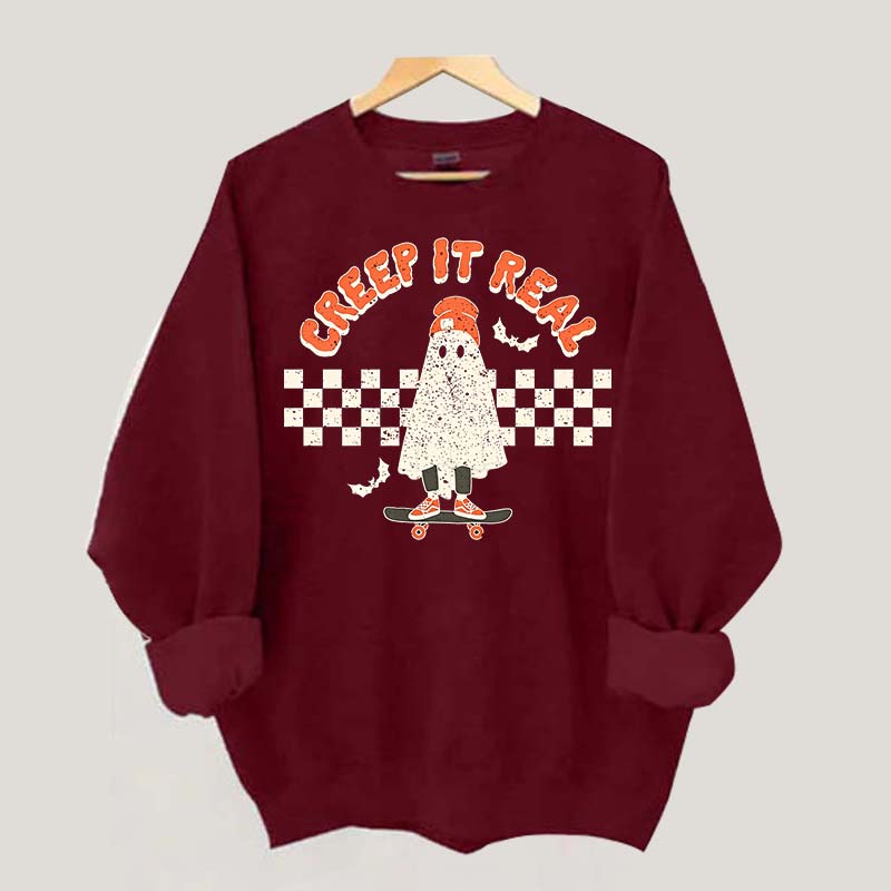 Retro Ghost Creep It Real Halloween Sweatshirt