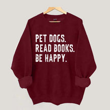 Retro Bookish Reading Books and Dogs Sweatshirt