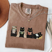 Black Cats Reading T-Shirt