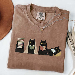 Black Cats Reading T-Shirt