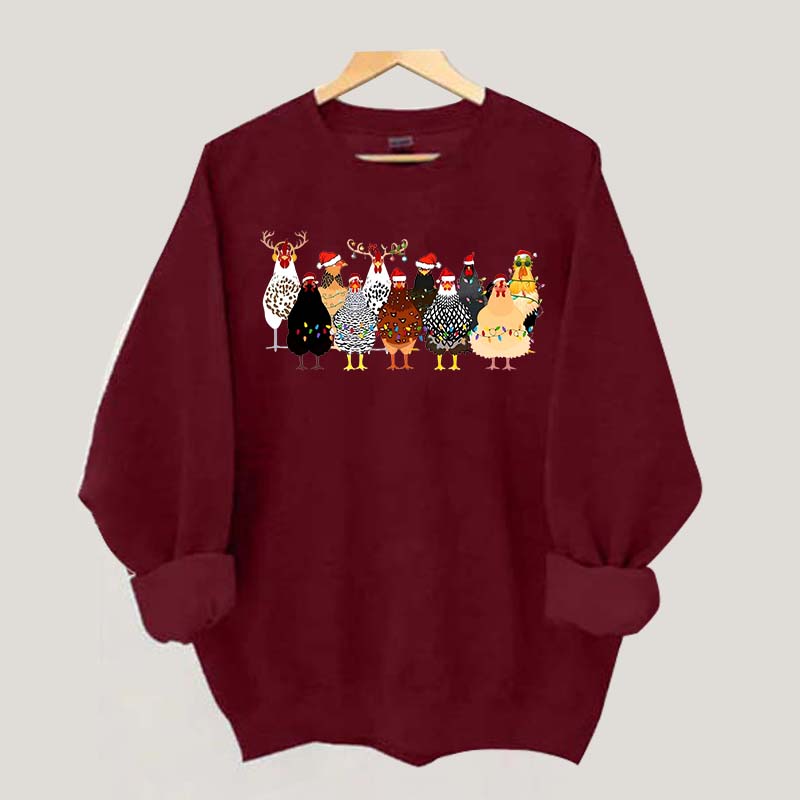 Funny Christmas Holiday Chickens Sweatshirt