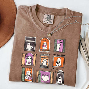 Too Cozy To Haunt Ghost Window T-Shirt