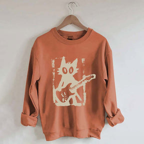 Rock Star Cat Electric Guitar Kitty Sweatshirt