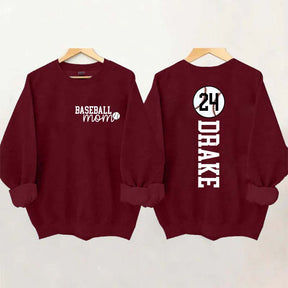 Custom Baseball Name And Number Mom Sweatshirt