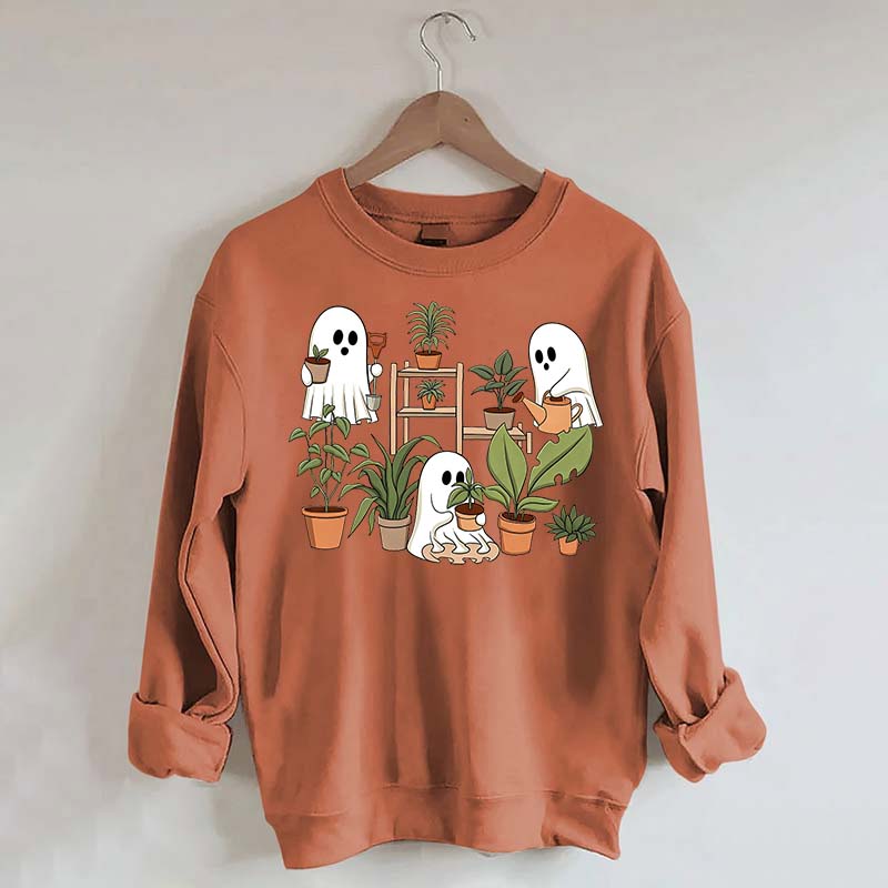 Cute Crazy Plant Lady Ghost Sweatshirt