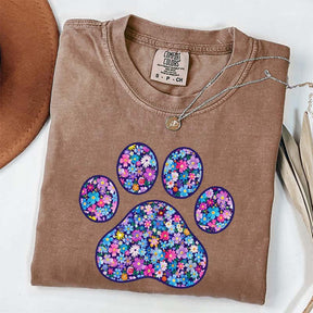 Comfort Colors Floral Paw Print T-Shirt