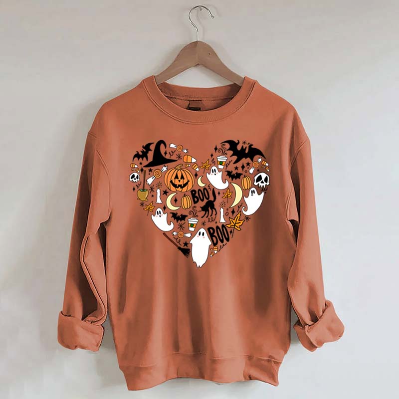 Happy Halloween Doodles Heart Sweatshirt