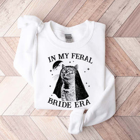 Retro Comfort Bride Wedding Cat Lover Sweatshirt