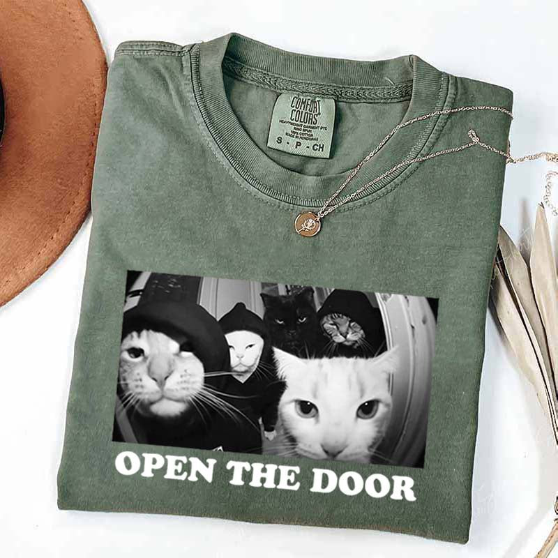 Funny Cat Gang Open The Door T-Shirt