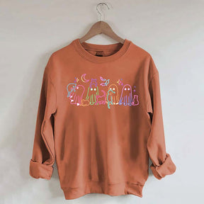 Cute Neon Halloween Ghost Cats Sweatshirt