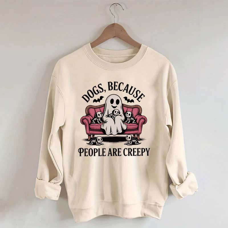 Retro Dogs Because People are Creepy Halloween Sweatshirt
