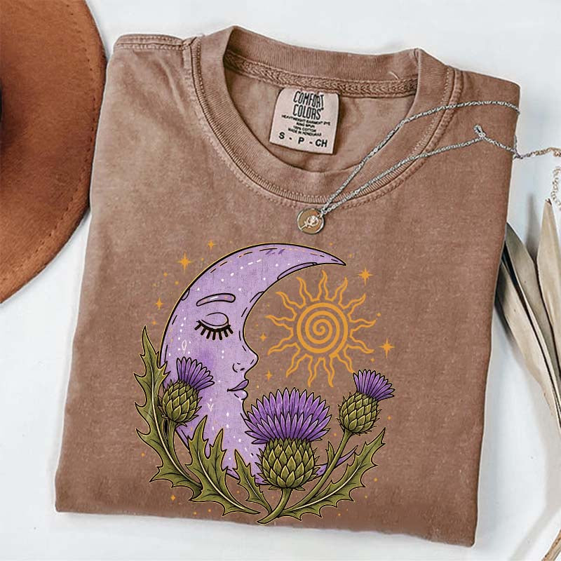 Scottish Thistle Moon Floral T-Shirt
