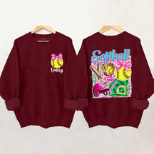 Personalized Softball Coquette Sweatshirt