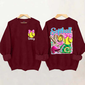 Personalized Softball Coquette Sweatshirt