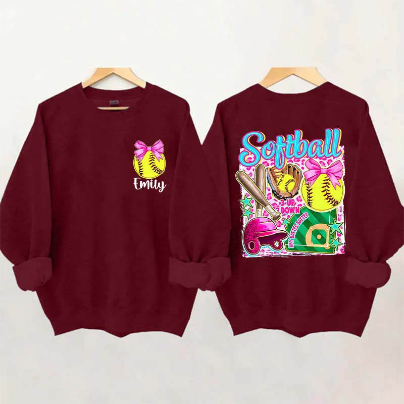 Personalized Softball Coquette Sweatshirt