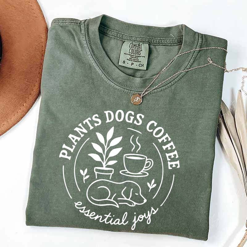 Cute Plants Dogs Coffee T-Shirt