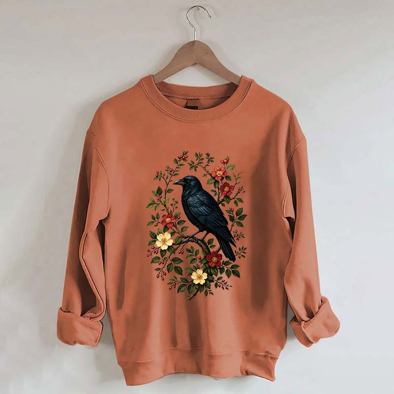 Vintage Raven Gothic Cottagecore Floral Sweatshirt