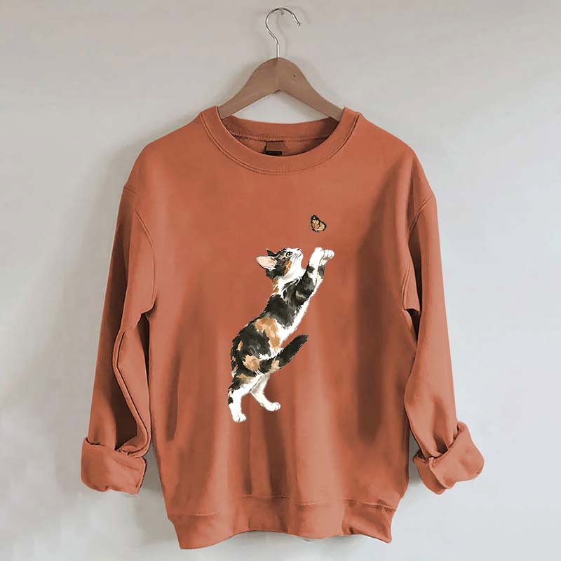 Cute Cat and Butterfly Sweatshirt
