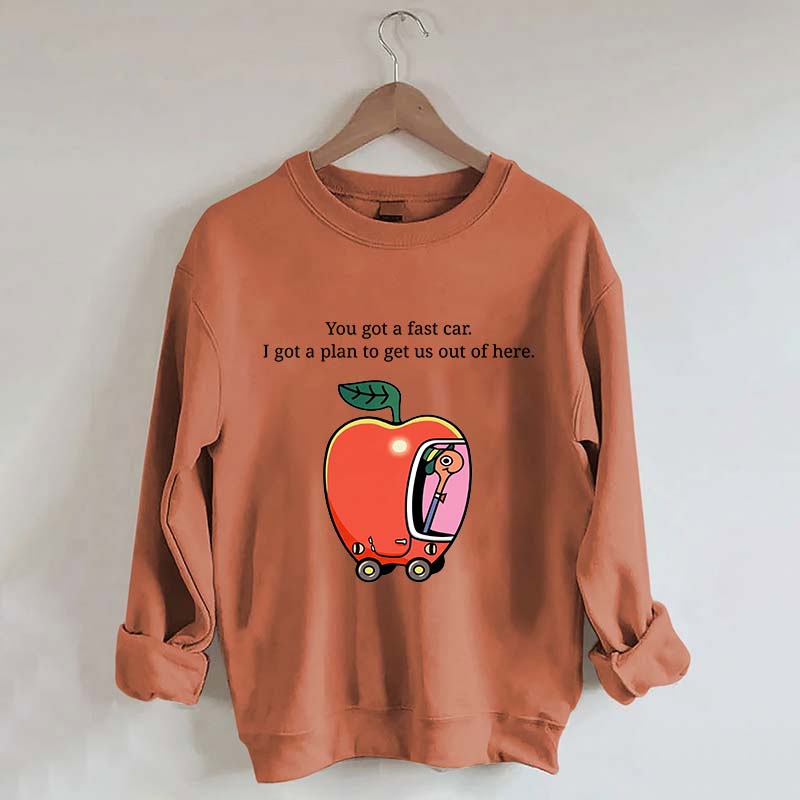 Apple Car Driving Fast Car Sweatshirt