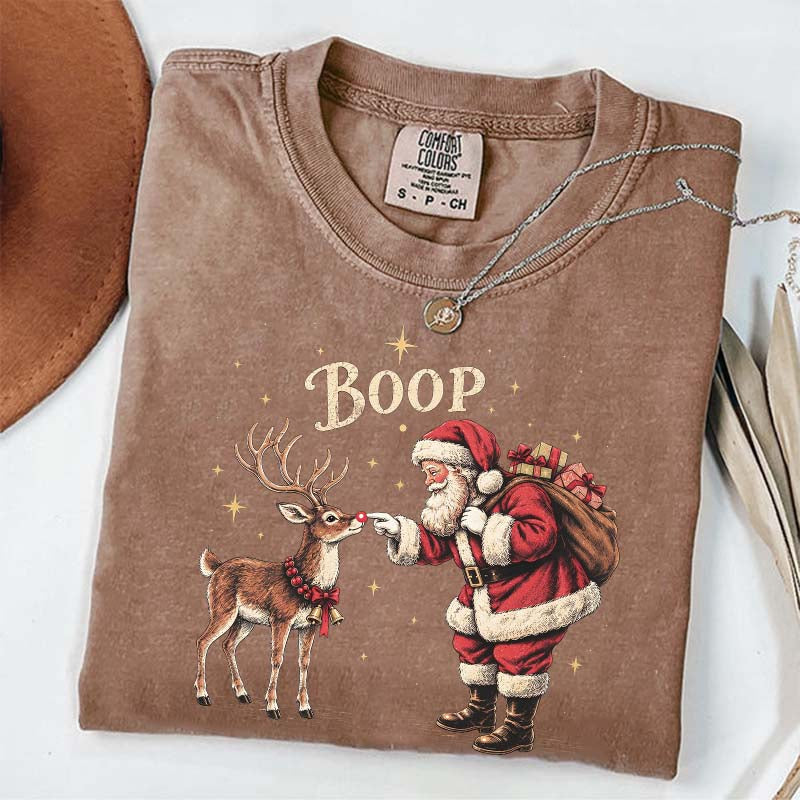 Vintage Santa Reindeer Christmas Boop T-Shirt