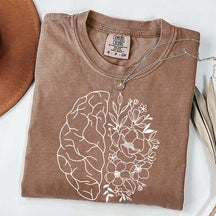 Mental Health Floral Brain Anatomy T-Shirt