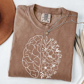 Mental Health Floral Brain Anatomy T-Shirt