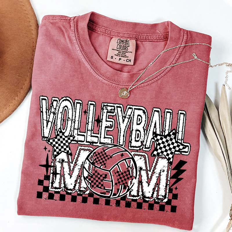 Checkered Volleyball Mom T-Shirt