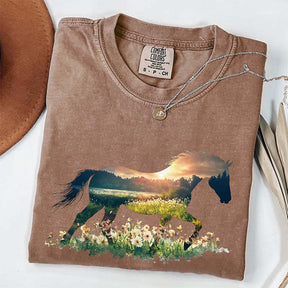 Comfort Colors Floral Horse Lover Cute T-Shirt