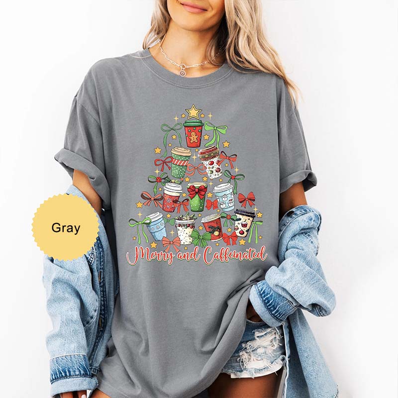 Merry And Caffeinated Christmas Tree T-Shirt