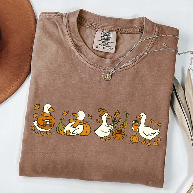 Fall Goose Vibes Autumn Coffee Pumpkin T-Shirt