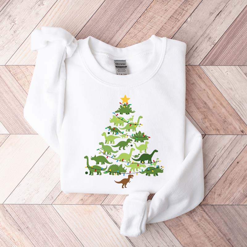 Dinosaur Christmas Tree Xmas Sweatshirt