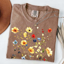 Delicate Floral Print Botanical T-Shirt