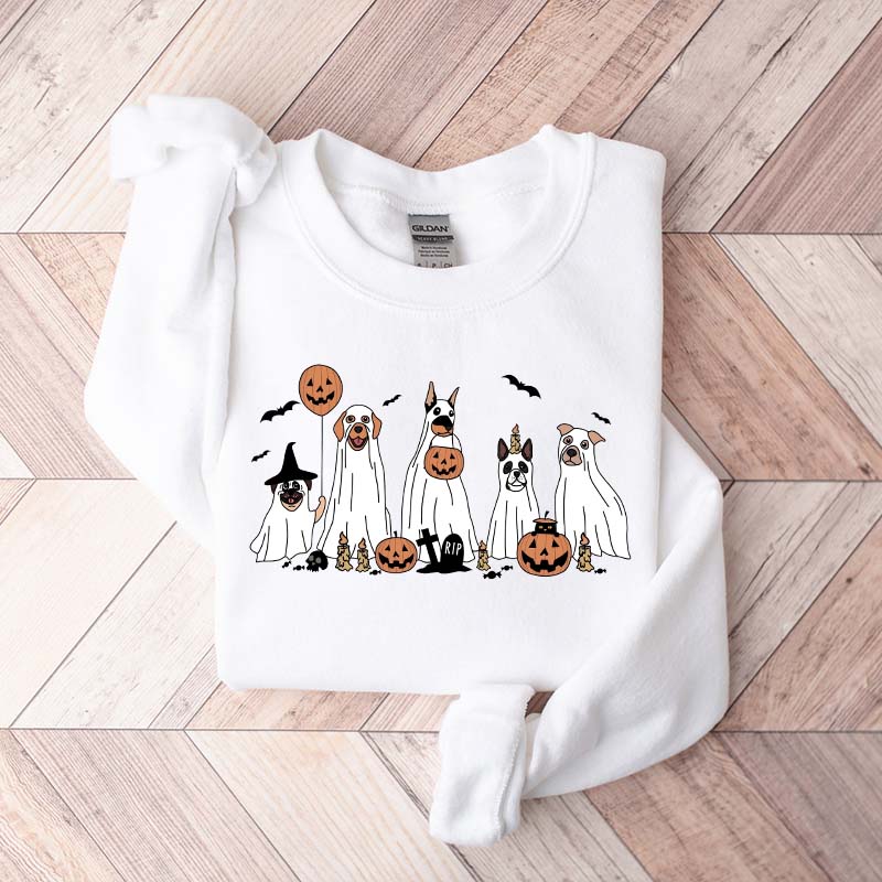 Retro Spooky Season Dog Ghost Sweatshirt