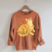 Retro Wildflowers Orange Cat Sweatshirt