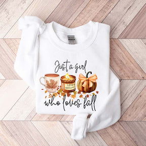 Just A Girl Who Loves Fall Football Coffee Sweatshirt