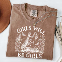 Girls Will Be Girls Praying Mantis Botanical T-Shirt
