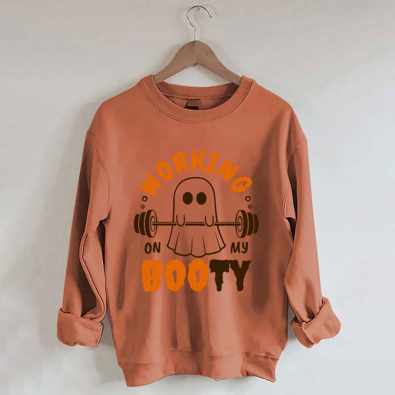 Working On My Booty Halloween Ghost Gym Sweatshirt