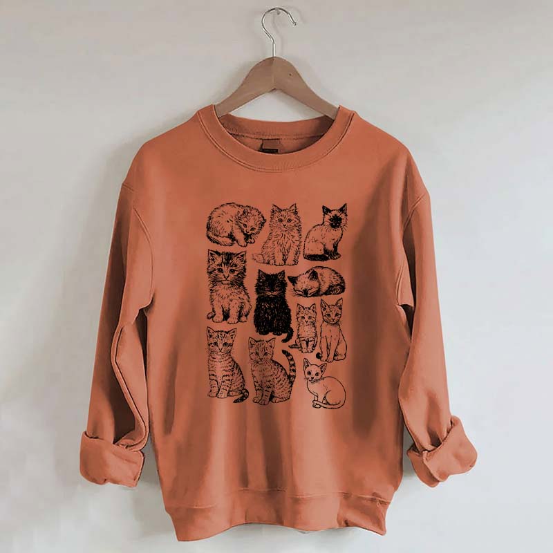 Retro Kitten Graphic Cat Sweatshirt