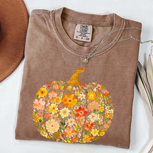 Flowers Pumpkin Comfort Colors T-Shirt