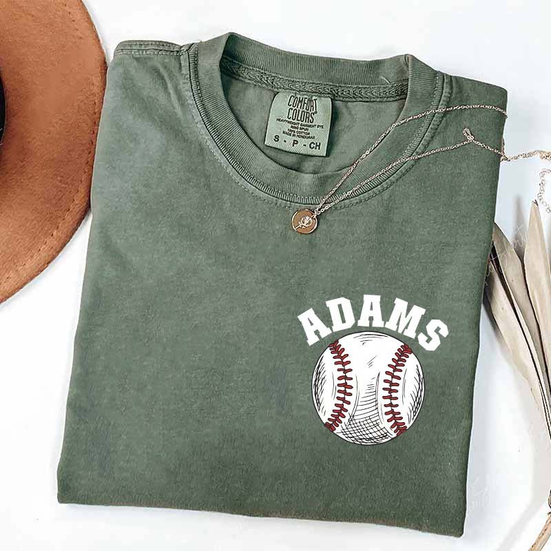 Custom Baseball Name Pocket  T-Shirt